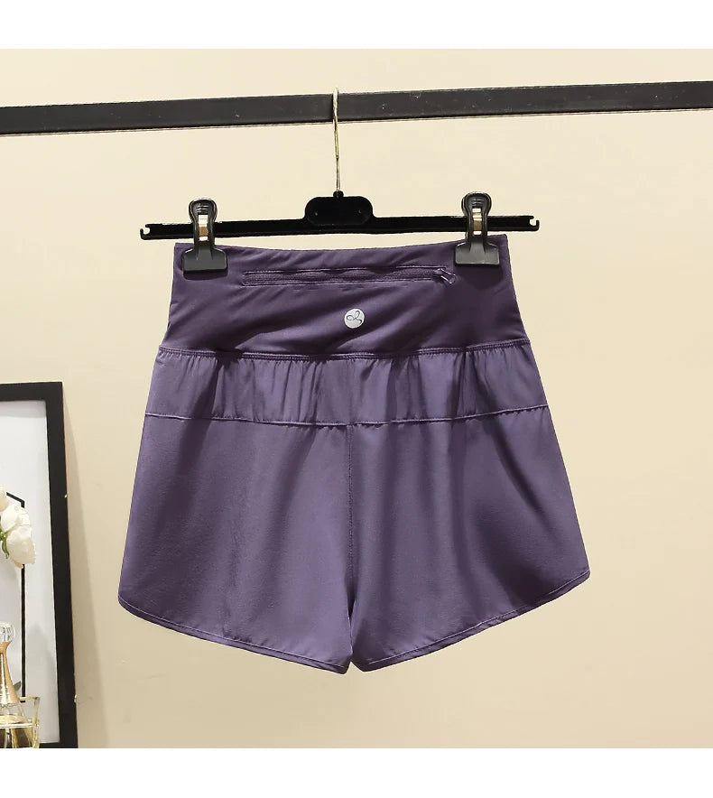 DRUR Women Yoga Shorts High Waist Double Layer Running Gym Shorts With Pocket Summer Sportswear Fitness Clothes Jogger Short New