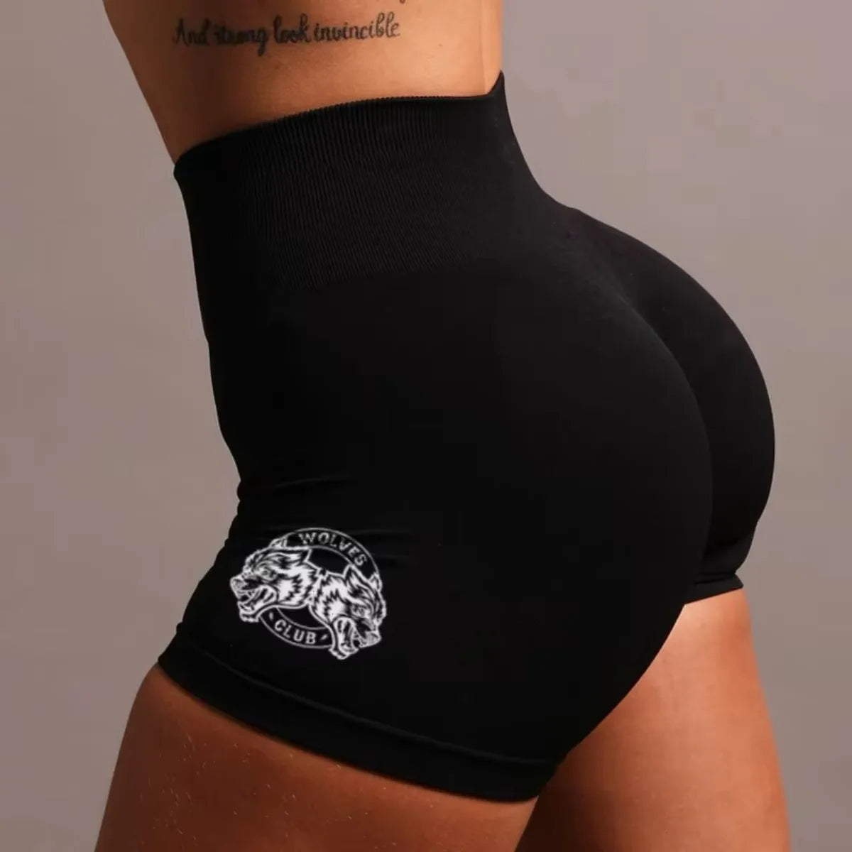 Women's Shorts Fitness Gym Stretch Pants Sportswear High-waisted Sportswear Women's Bodybuilding Fitness Yoga Shorts Wolf Print