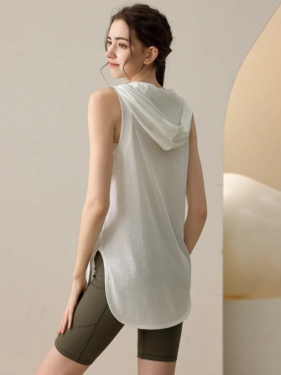 Summer Sleeveless Workout Hoodie for Women