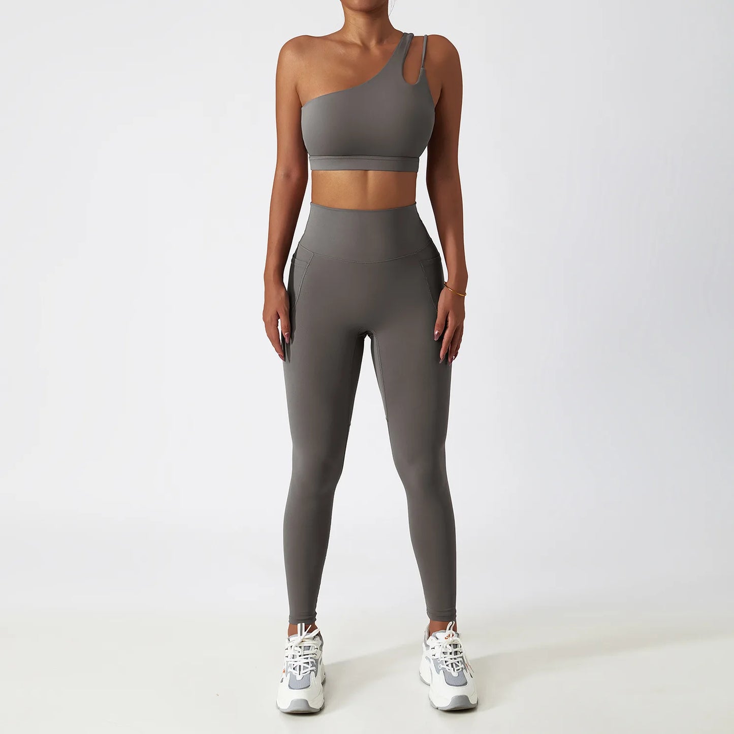 One Shoulder Sports Bra and Leggings Set