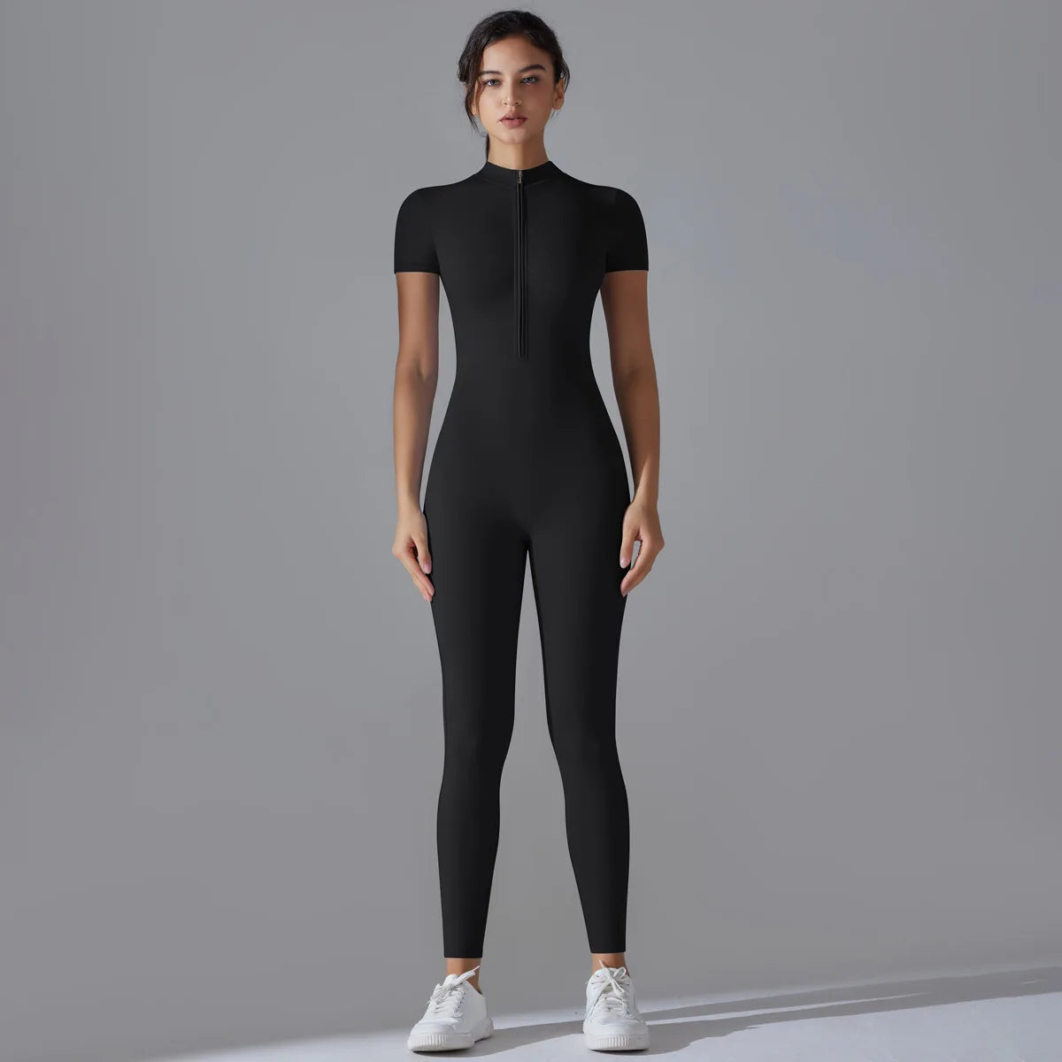 Women's Zipper Yoga Jumpsuit Stretchy Slim Fit