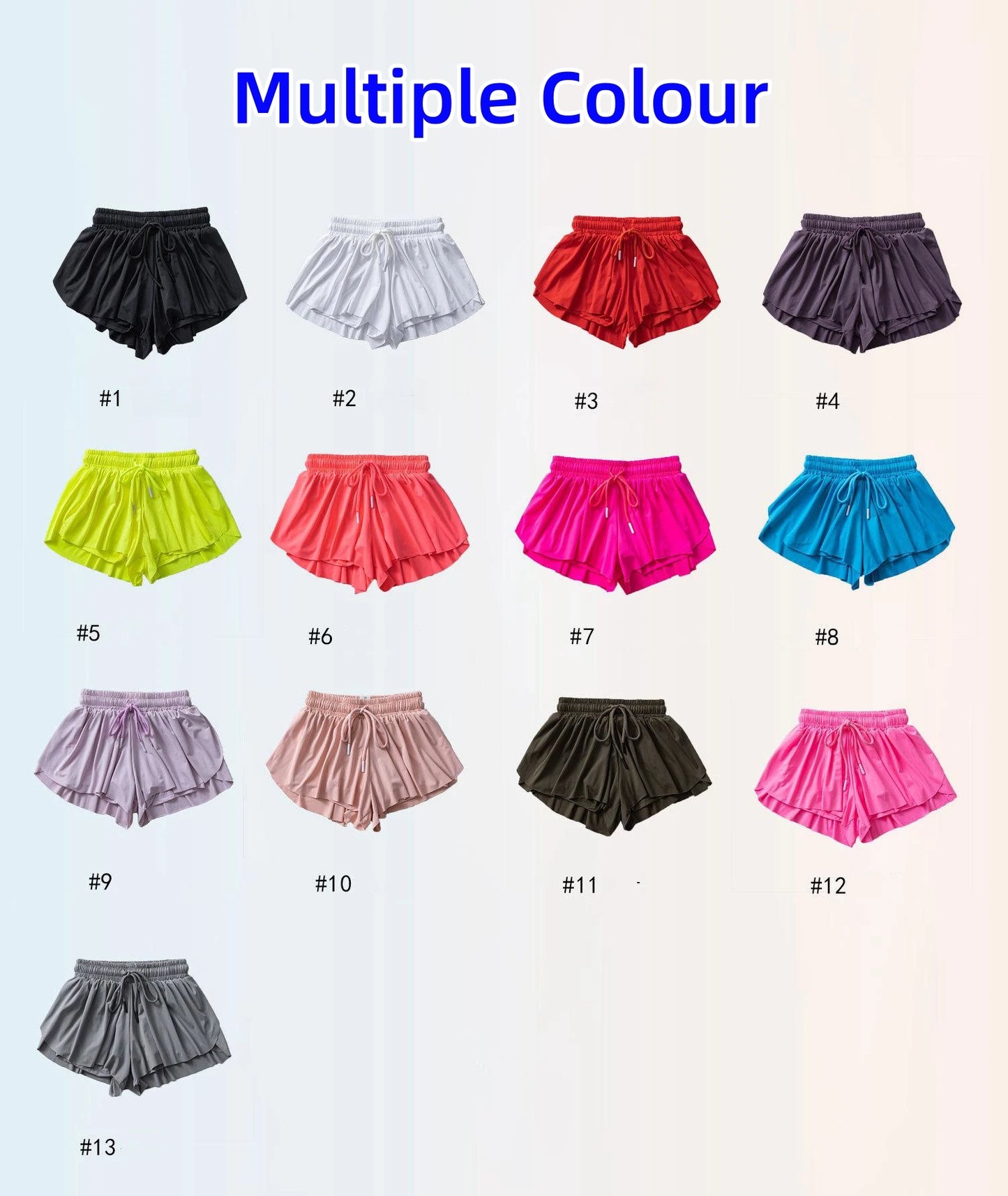 KiKis yoga running skirt shorts for women in multiple colors including black white red purple and blue