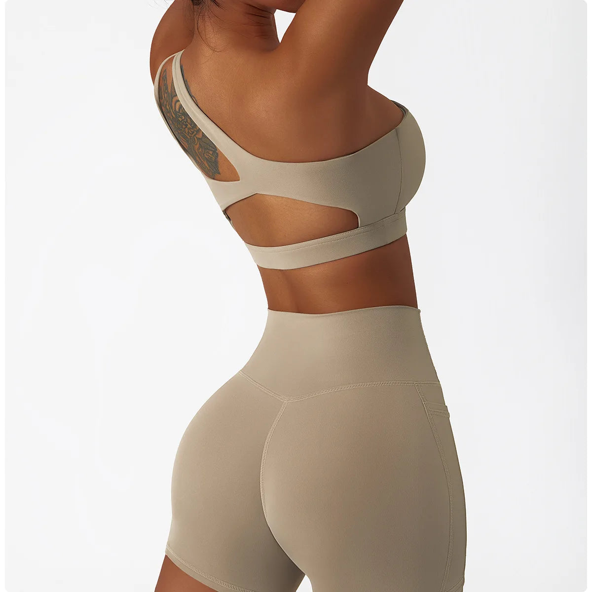 One Shoulder Sports Bra and Leggings Set