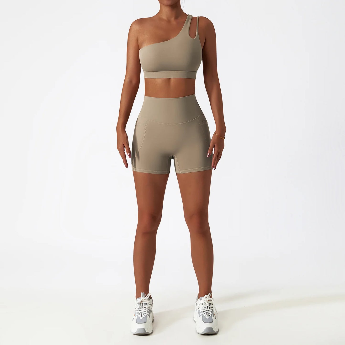 One Shoulder Sports Bra and Leggings Set