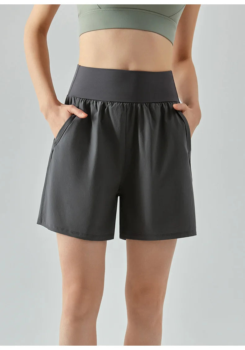 KiKis Women's High Waist Running Shorts with Pockets