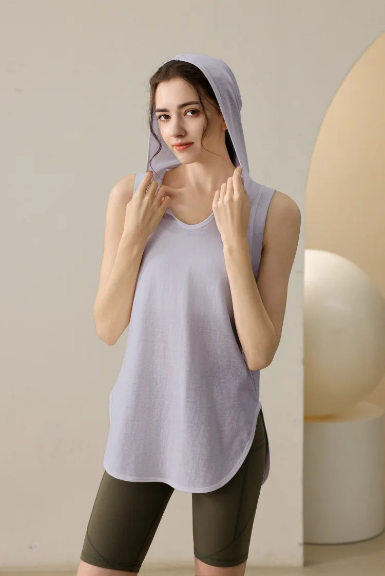 Summer Sleeveless Workout Hoodie for Women