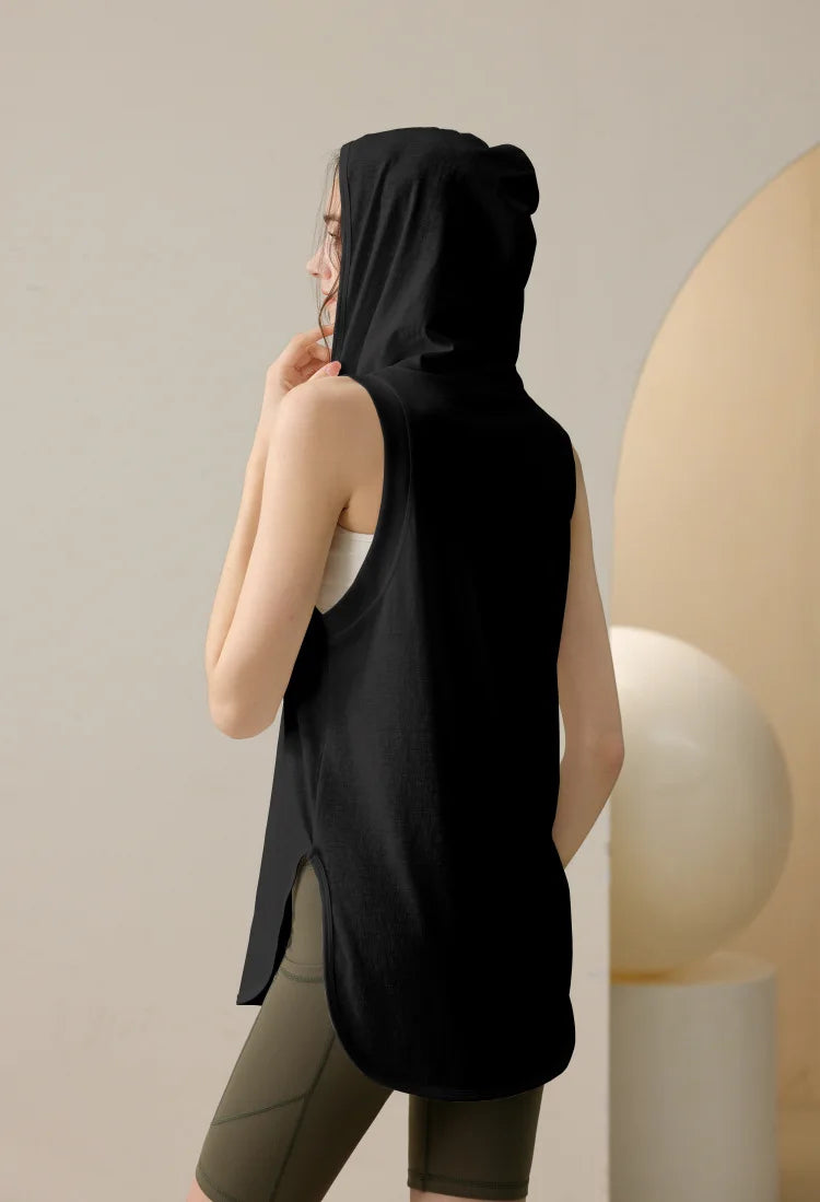 Summer Sleeveless Workout Hoodie for Women