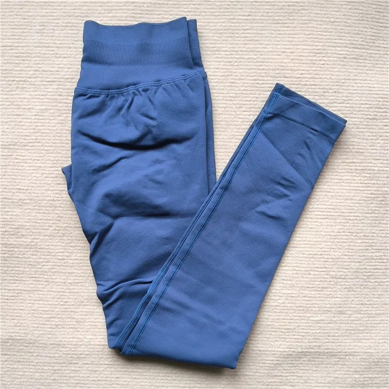 Women Scrunch Butt Seamless Leggings Blue
