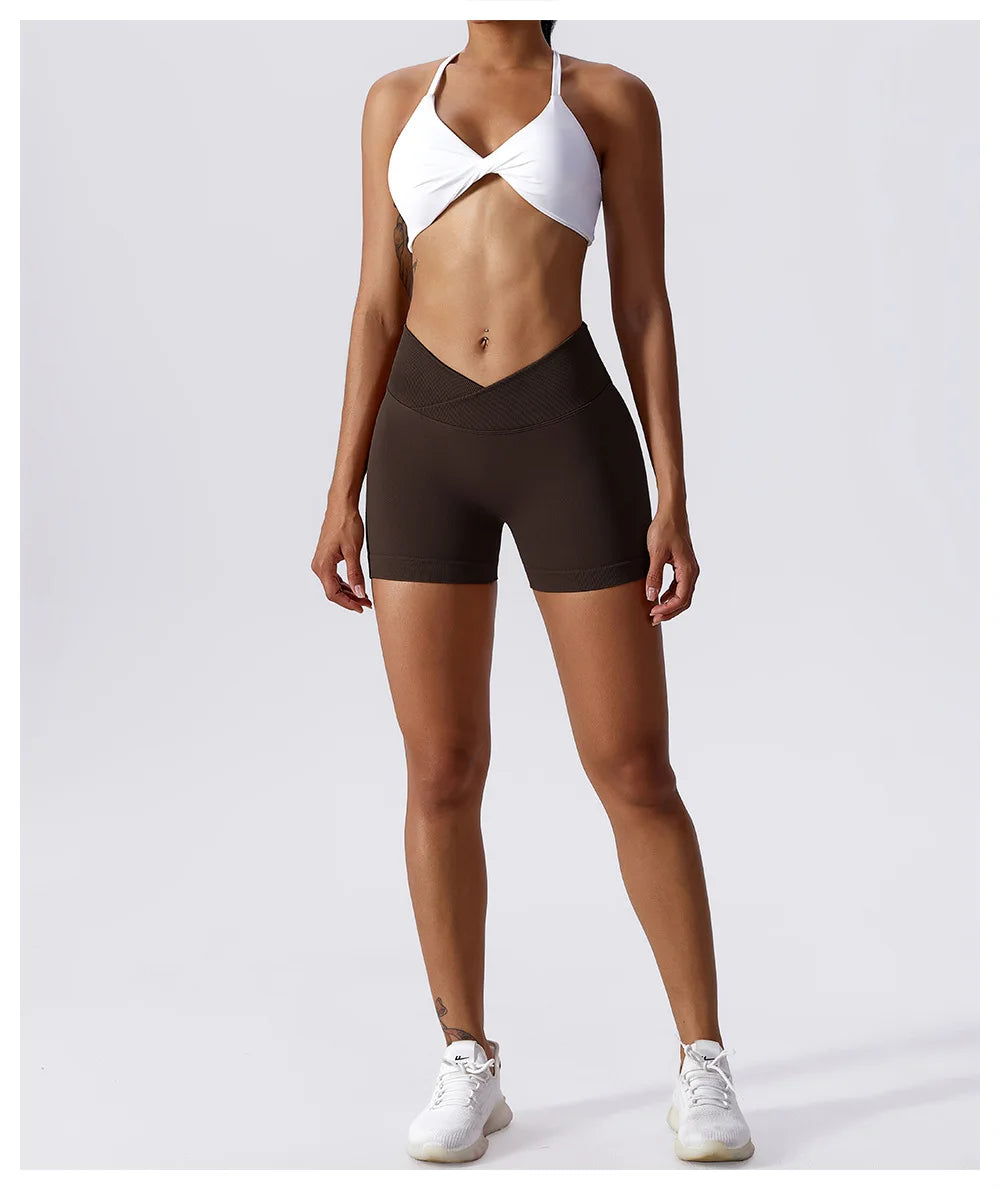 KiKis High Waist Seamless Yoga Shorts in Blue