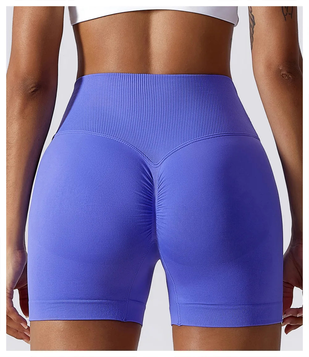 KiKis High Waist Seamless Yoga Shorts in Blue