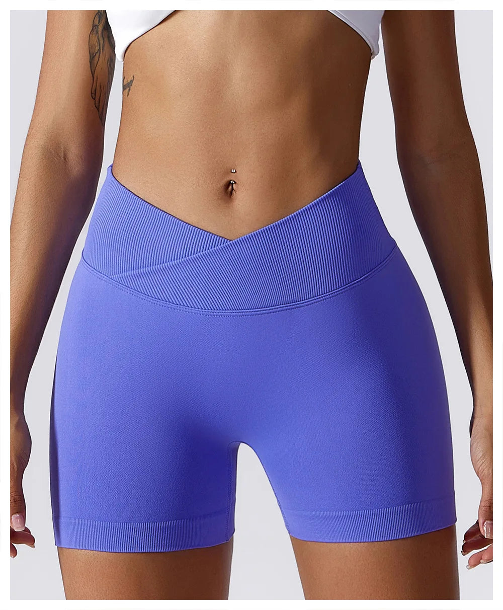 KiKis High Waist Seamless Yoga Shorts in Blue