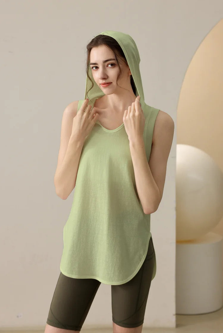 Summer Sleeveless Workout Hoodie for Women