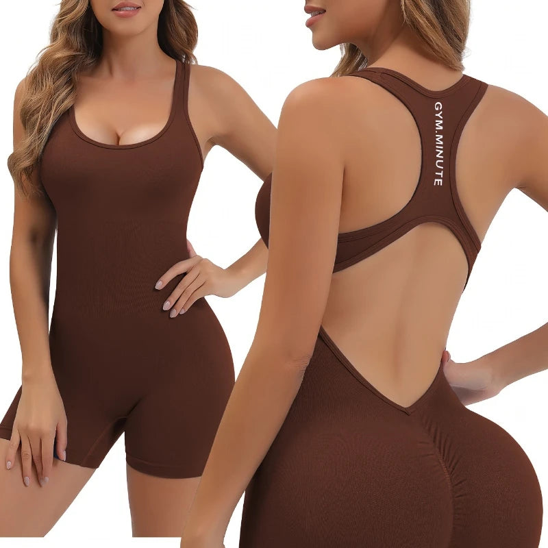 Women's Workout Jumpsuit - Pink Stretchy Activewear