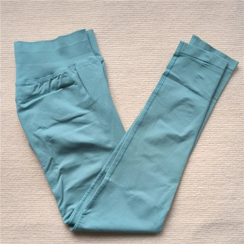 Women Scrunch Butt Seamless Leggings Blue