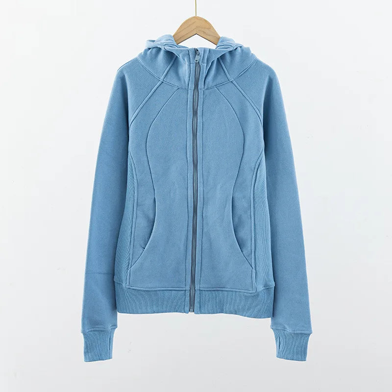 Women's Running Zip Up Hoodie with Windproof Collar