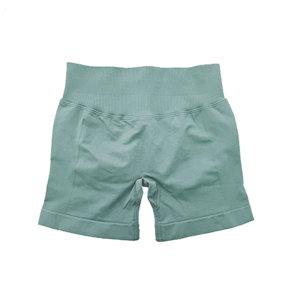 KiKis high waist gym shorts for women in light green with stretch fabric and wide waistband
