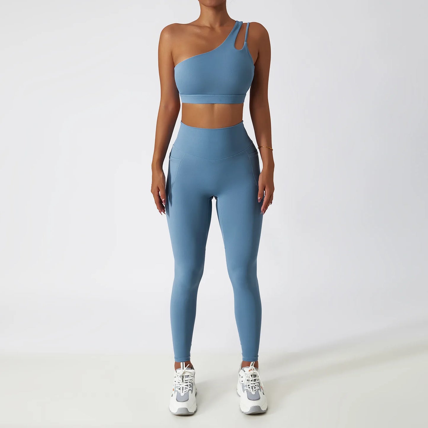 One Shoulder Sports Bra and Leggings Set