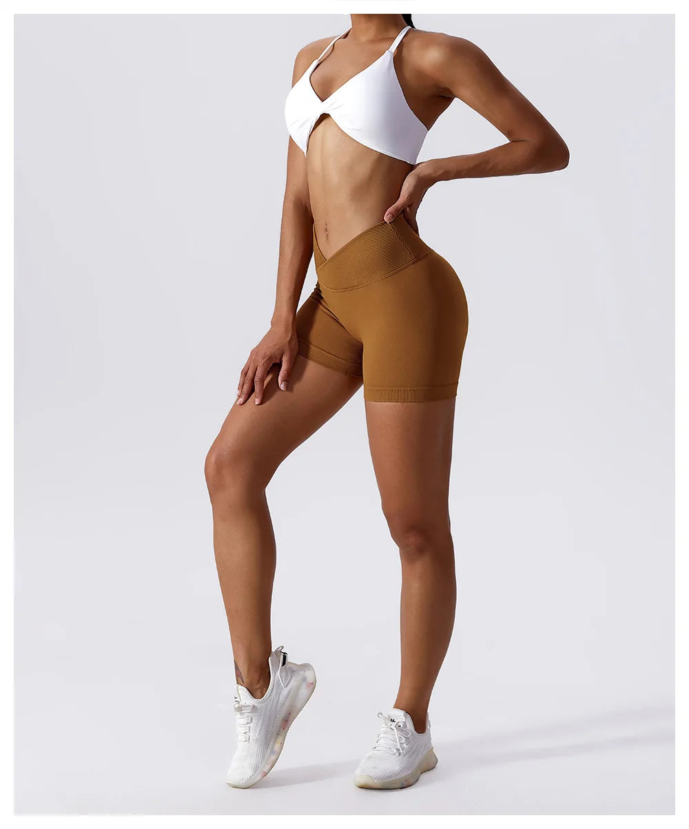 KiKis High Waist Seamless Yoga Shorts in Blue