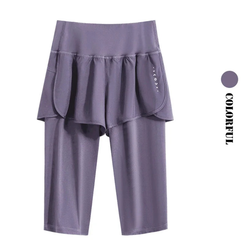 DRUR Yoga Shorts Women Summer Five-Quarter Athletic Shorts Elastic Waist Running Workout Short Leggings For Ladies Sport Shorts