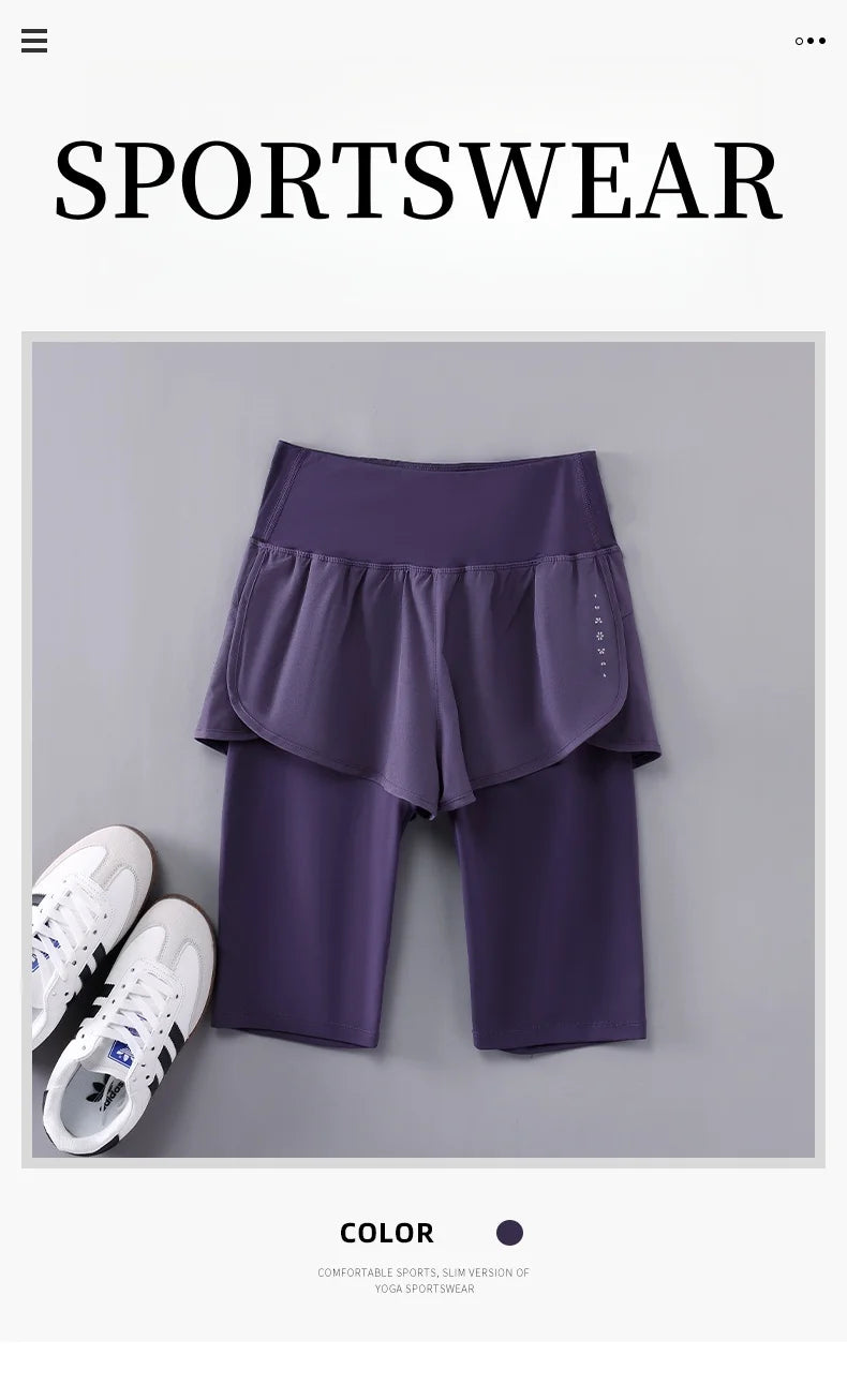 DRUR Yoga Shorts Women Summer Five-Quarter Athletic Shorts Elastic Waist Running Workout Short Leggings For Ladies Sport Shorts
