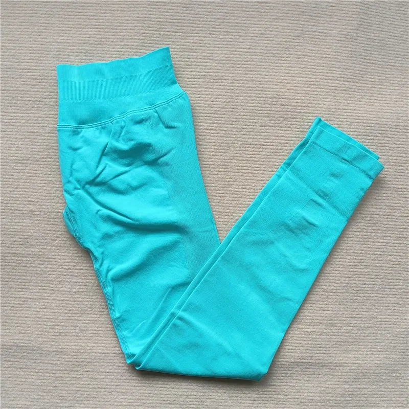 Women Scrunch Butt Seamless Leggings Blue