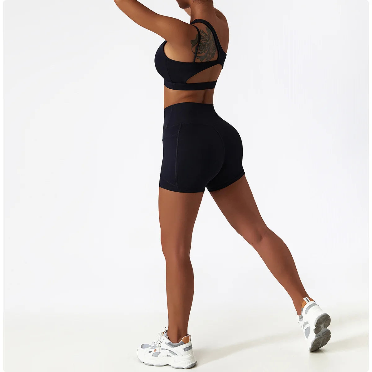 One Shoulder Sports Bra and Leggings Set
