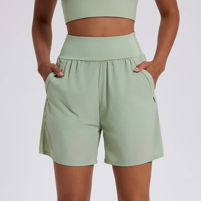 KiKis Women's High Waist Running Shorts with Pockets