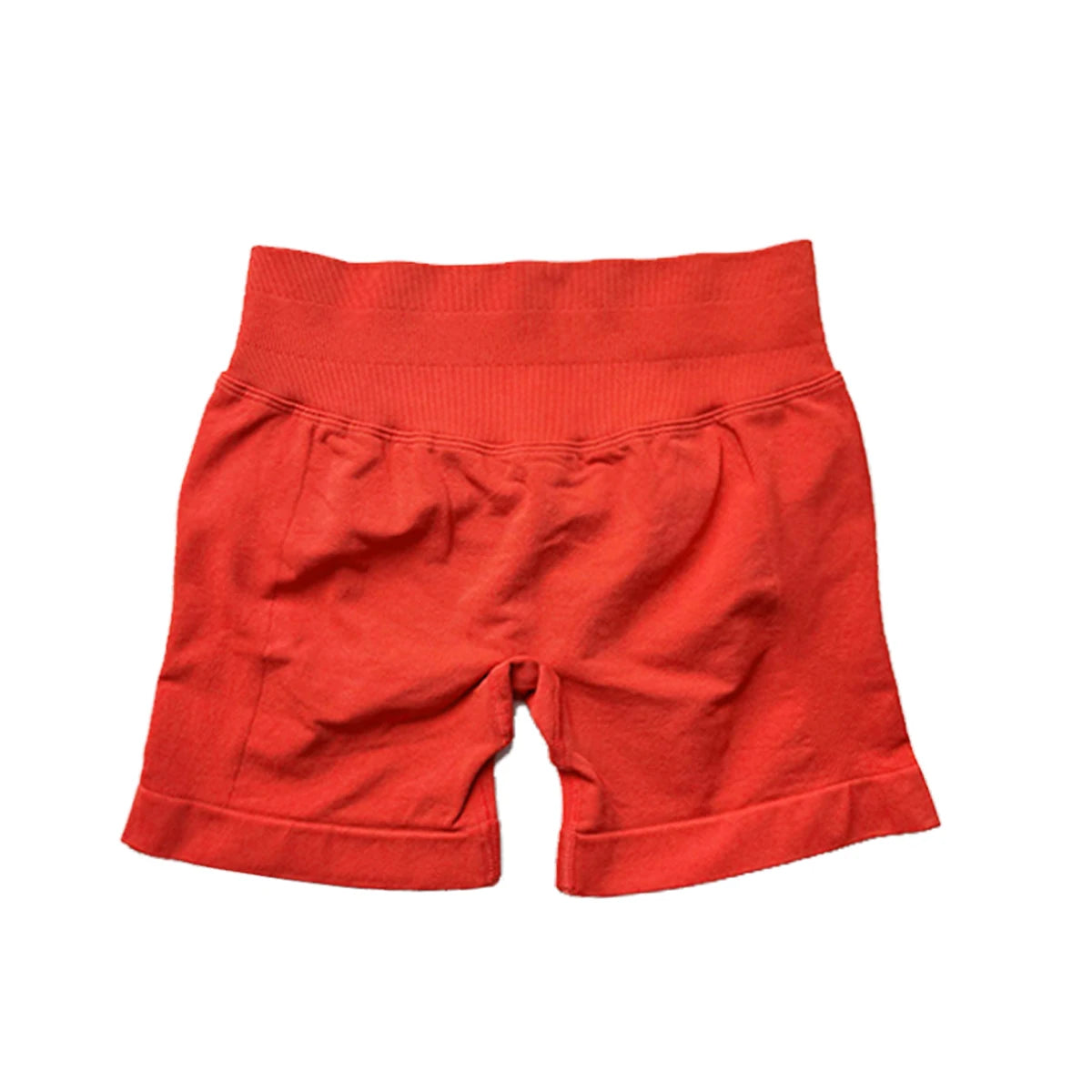KiKis red high waist gym shorts for women with a wide waistband and comfortable fit