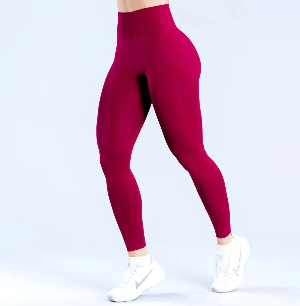 High-Waisted Seamless Sports Leggings - Pink Comfort