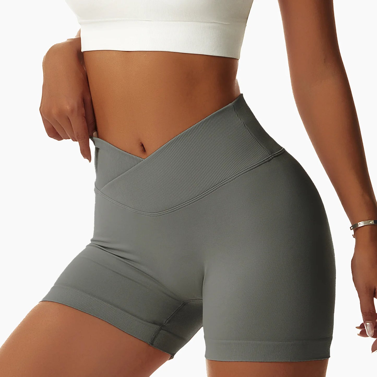 KiKis High Waist Seamless Yoga Shorts in Blue