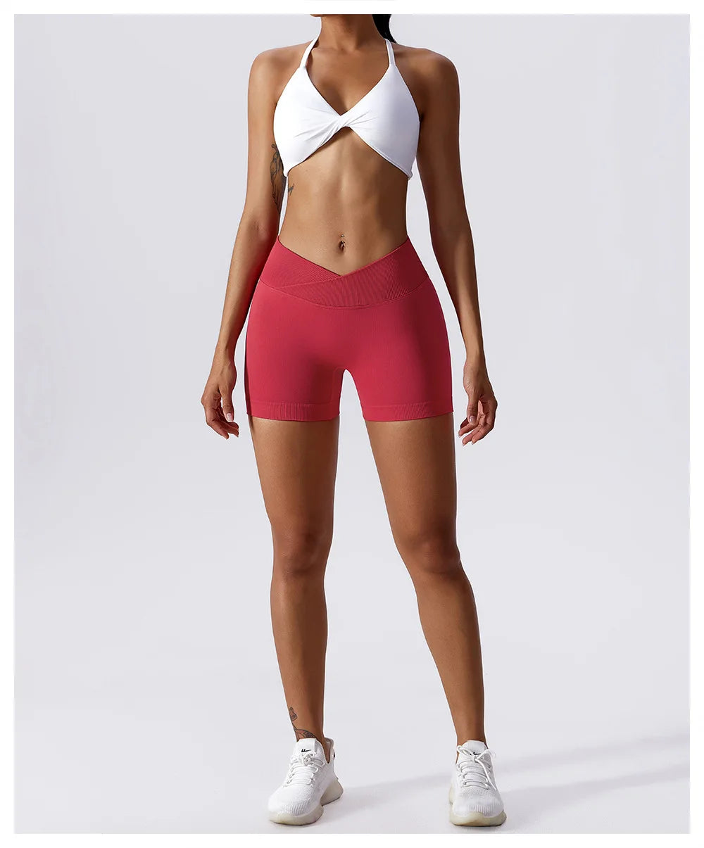 KiKis High Waist Seamless Yoga Shorts in Blue