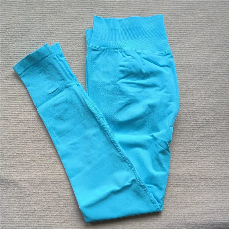 Women Scrunch Butt Seamless Leggings Blue