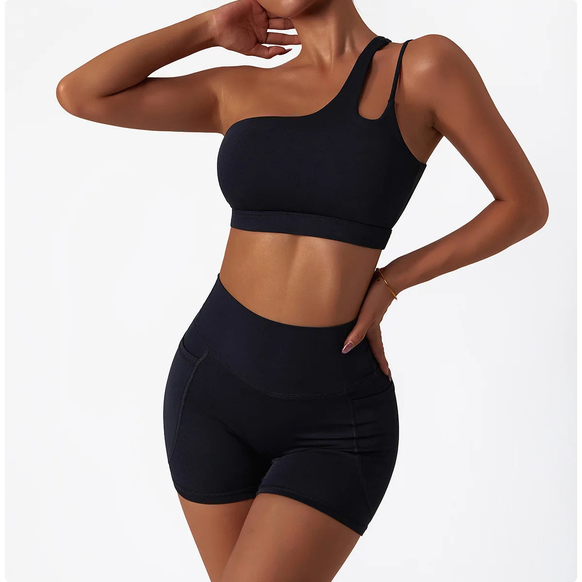 One Shoulder Sports Bra and Leggings Set