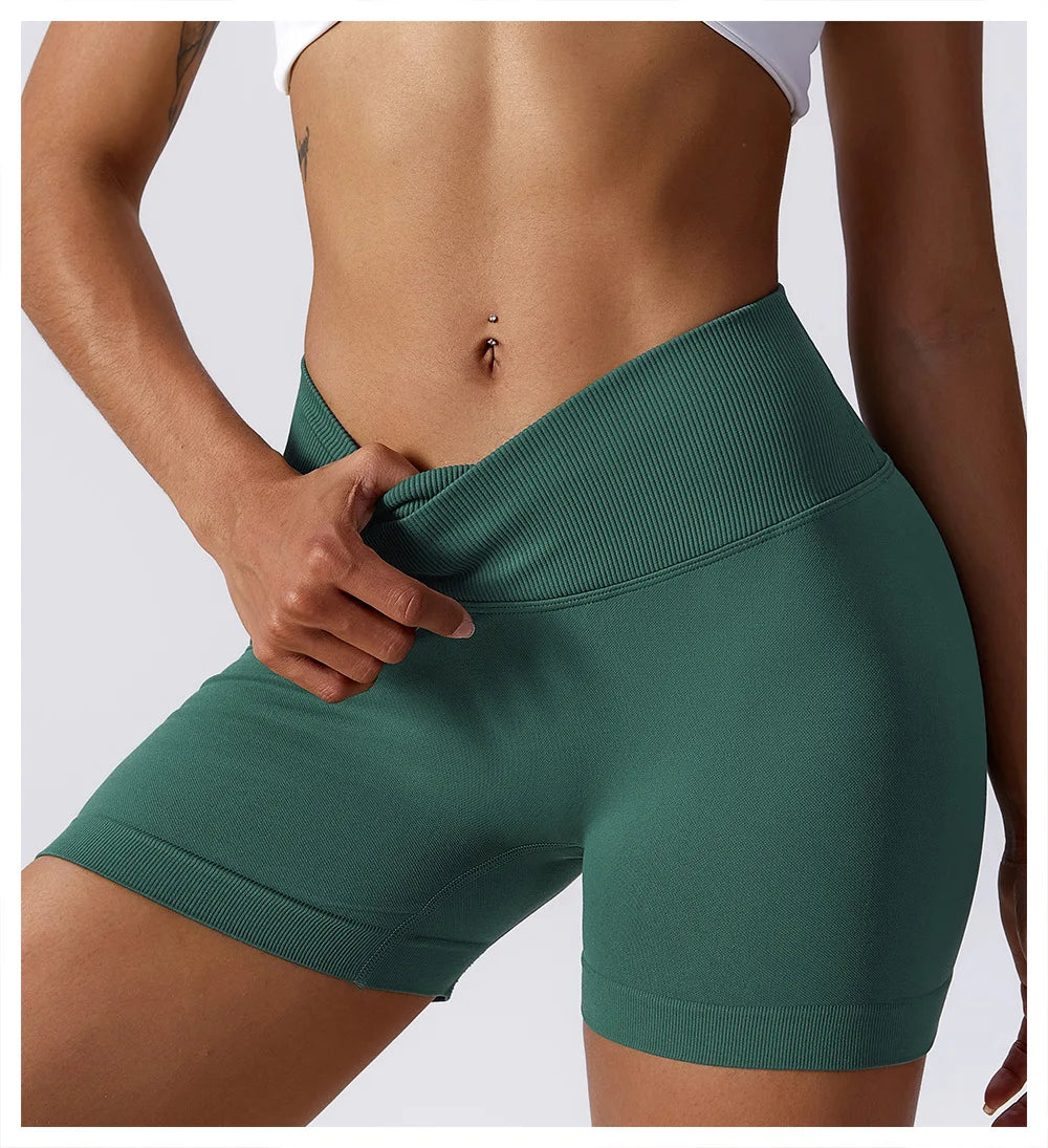 KiKis High Waist Seamless Yoga Shorts in Blue
