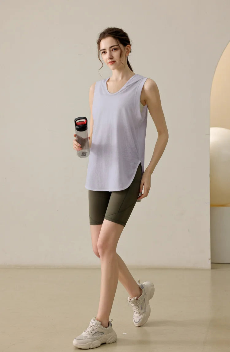 Summer Sleeveless Workout Hoodie for Women