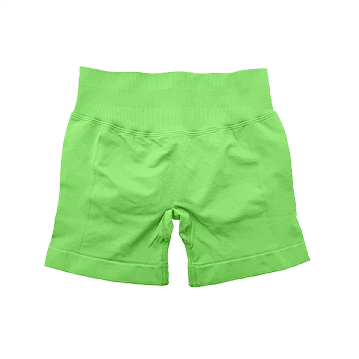 KiKis lime green high waist gym shorts for women with wide waistband and fitted design