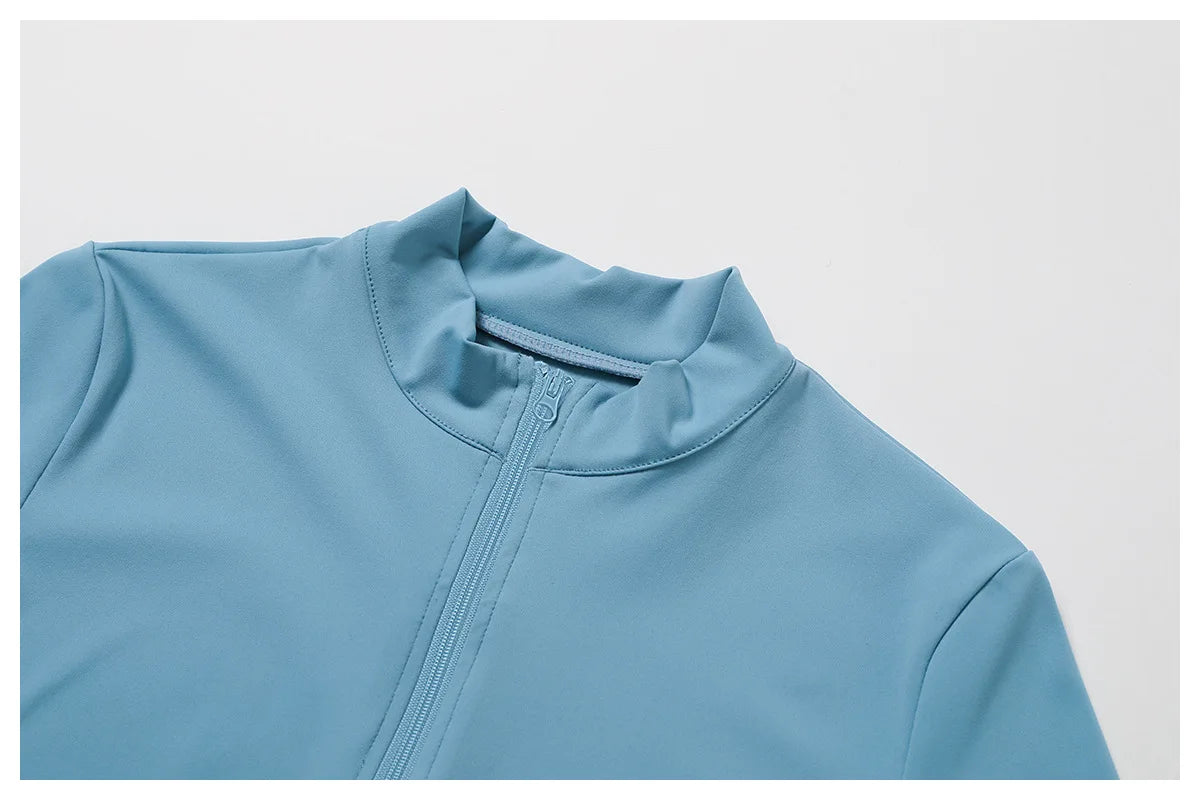 Women's Gym Workout Zip Up Top - Slim Fit