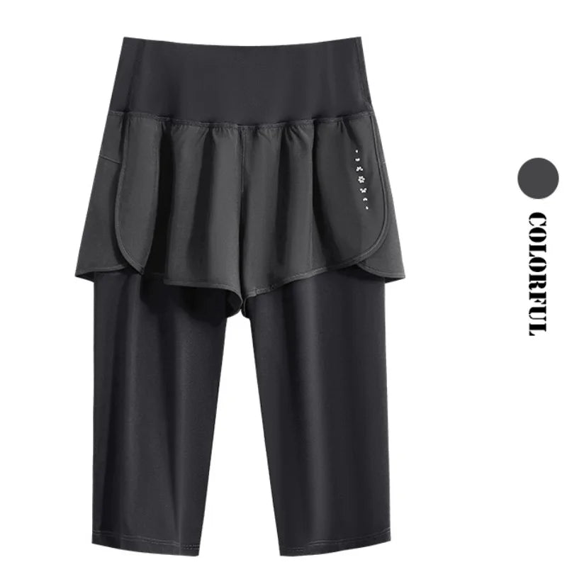 DRUR Yoga Shorts Women Summer Five-Quarter Athletic Shorts Elastic Waist Running Workout Short Leggings For Ladies Sport Shorts