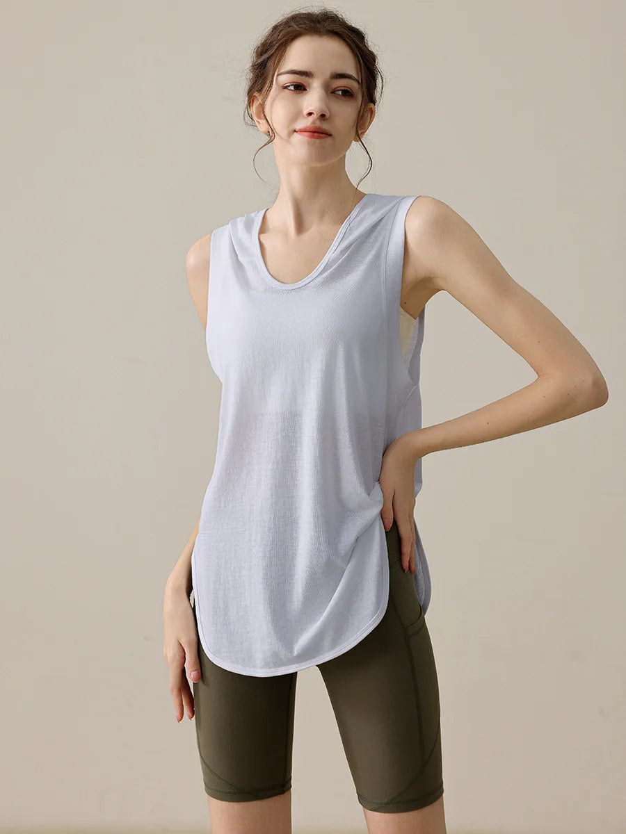 Summer Sleeveless Workout Hoodie for Women