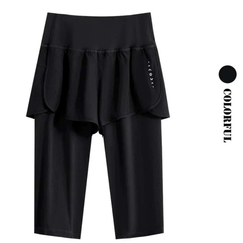 DRUR Yoga Shorts Women Summer Five-Quarter Athletic Shorts Elastic Waist Running Workout Short Leggings For Ladies Sport Shorts