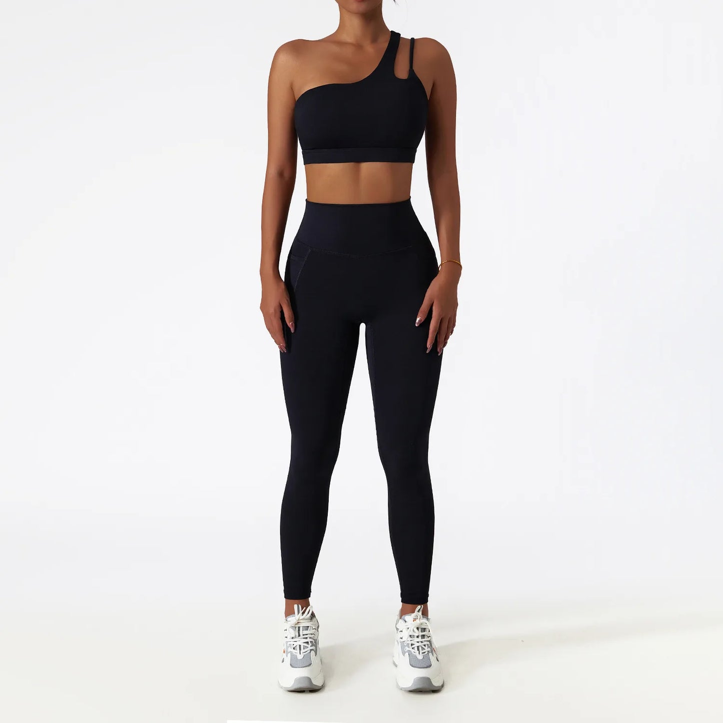 One Shoulder Sports Bra and Leggings Set