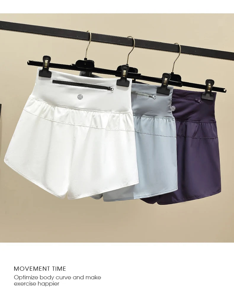DRUR Women Yoga Shorts High Waist Double Layer Running Gym Shorts With Pocket Summer Sportswear Fitness Clothes Jogger Short New