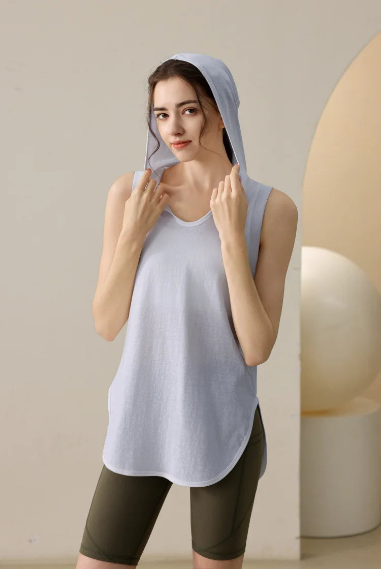 Summer Sleeveless Workout Hoodie for Women