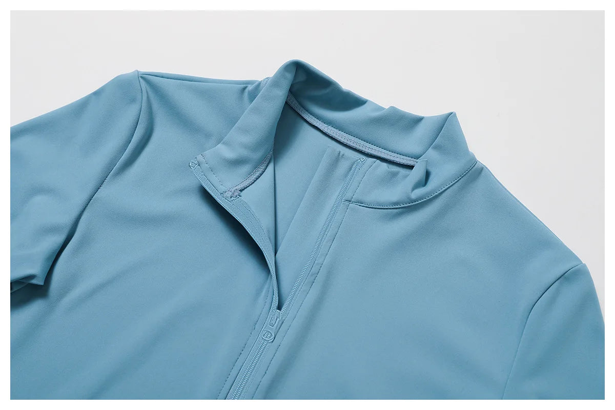 Women's Gym Workout Zip Up Top - Slim Fit
