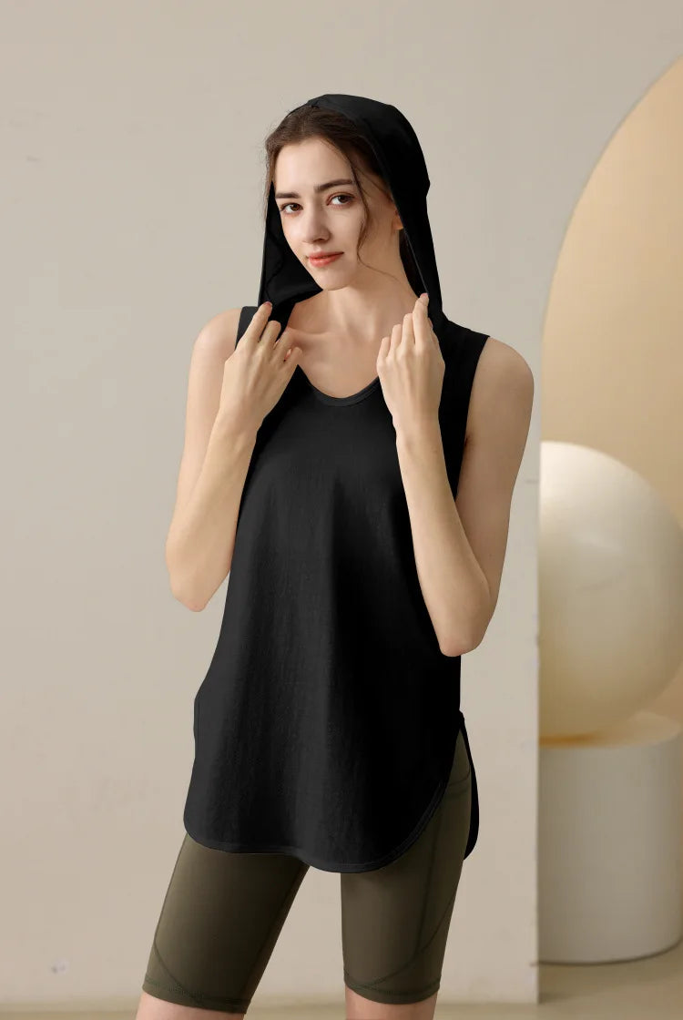 Summer Sleeveless Workout Hoodie for Women