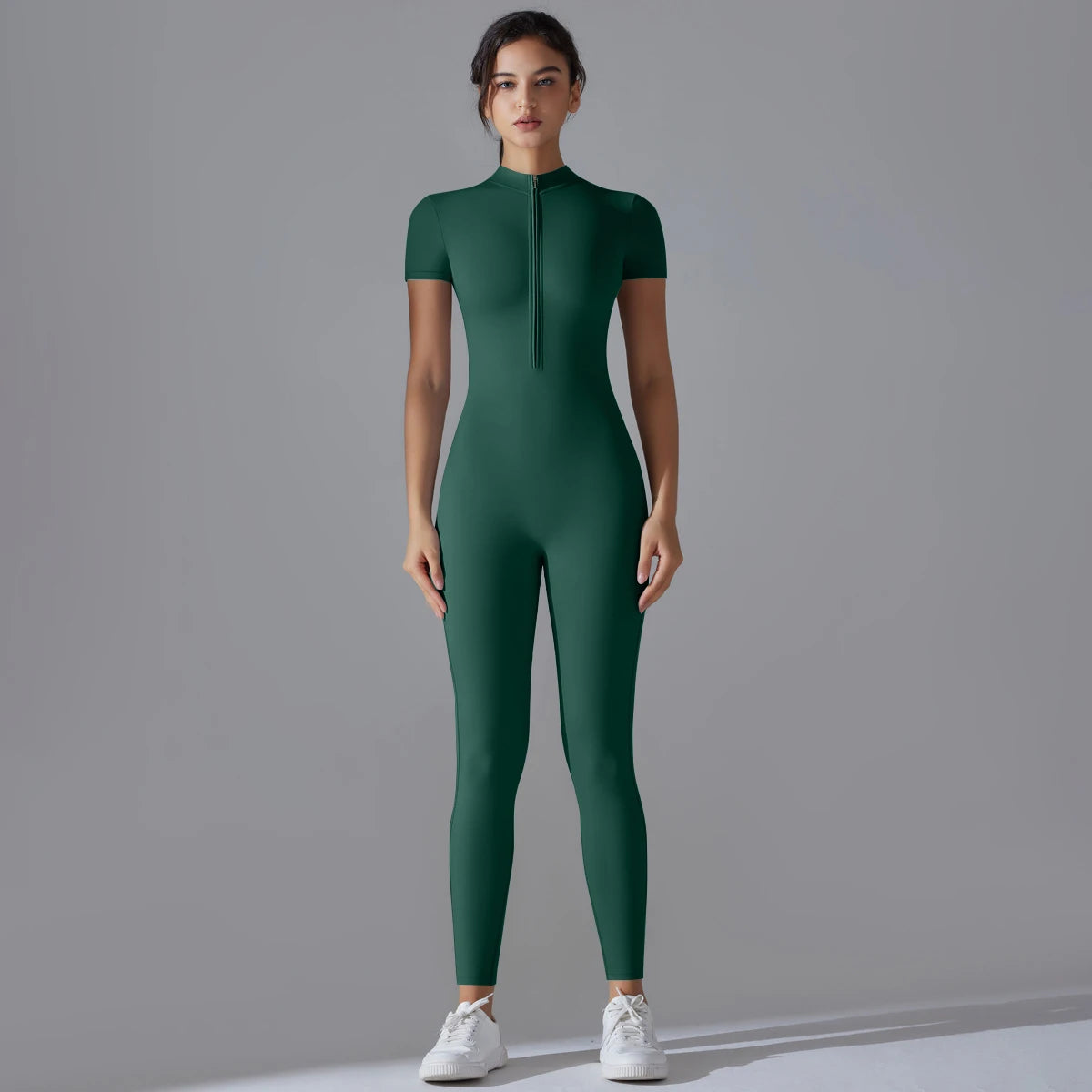 Women's Zipper Yoga Jumpsuit Stretchy Slim Fit