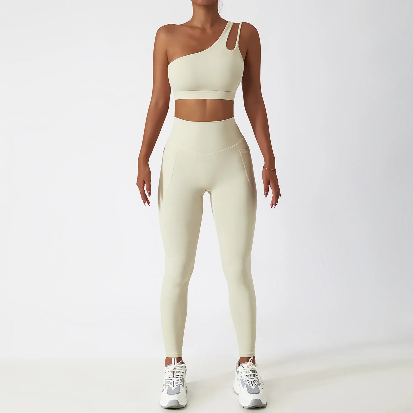 One Shoulder Sports Bra and Leggings Set