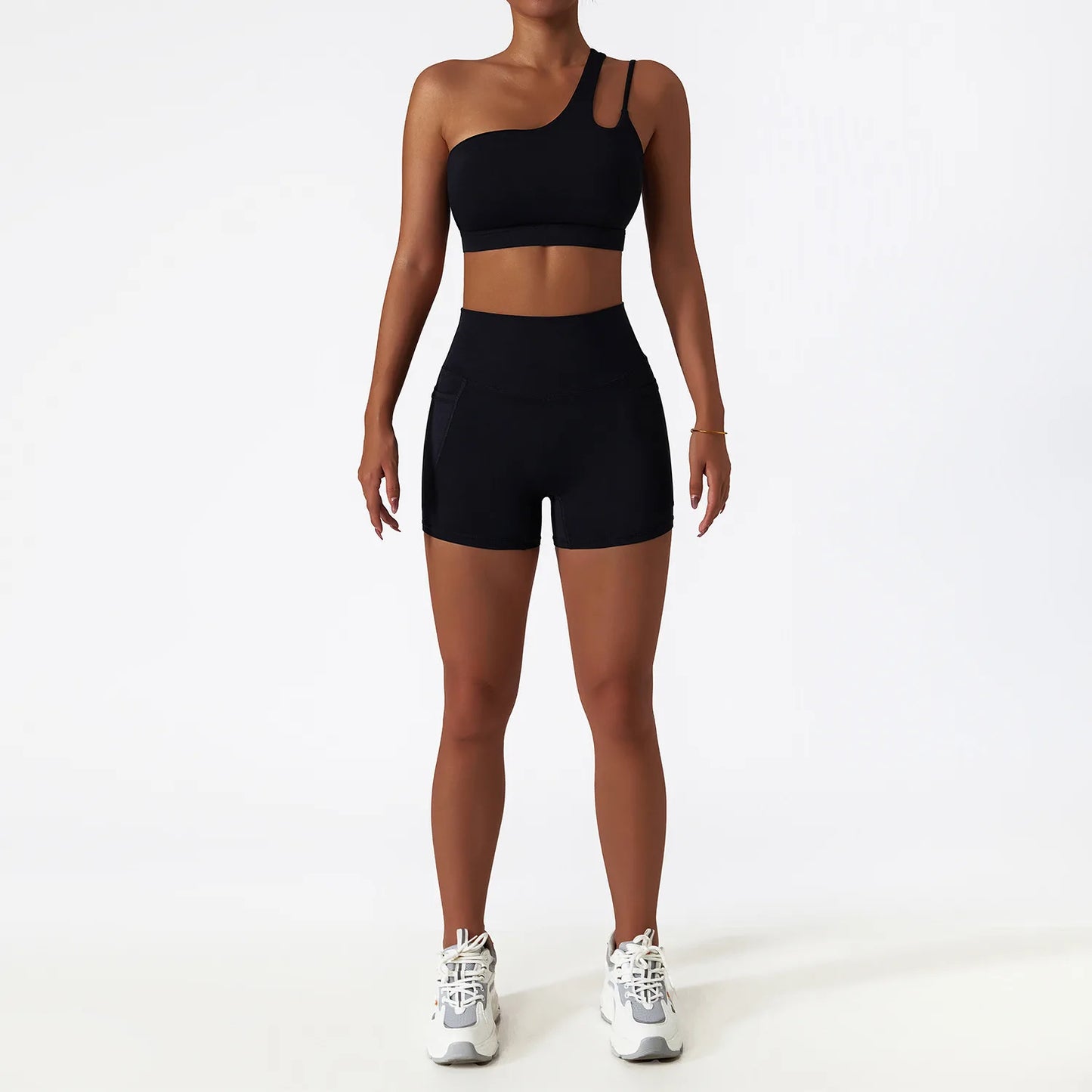 One Shoulder Sports Bra and Leggings Set