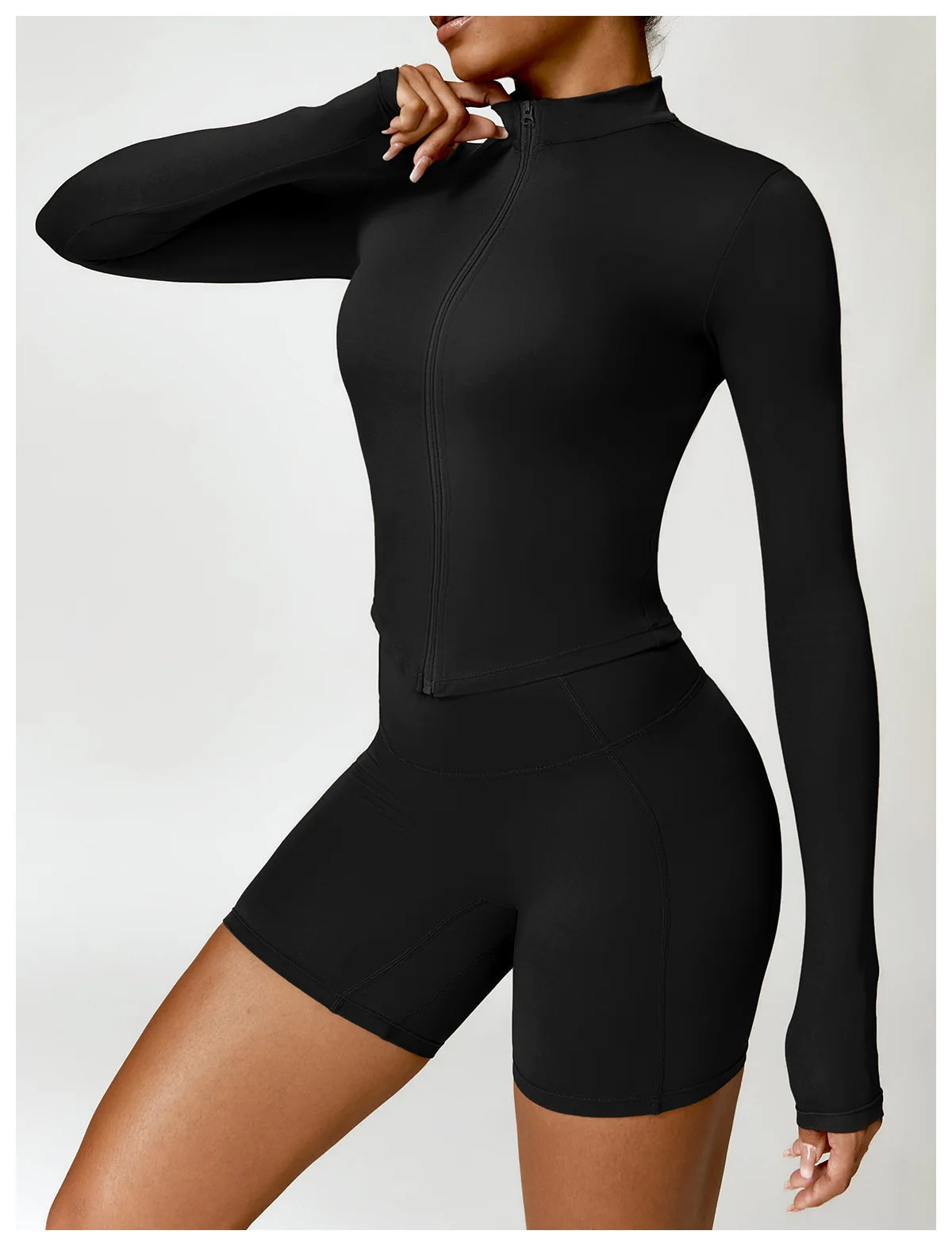 Women's Gym Workout Zip Up Top - Slim Fit