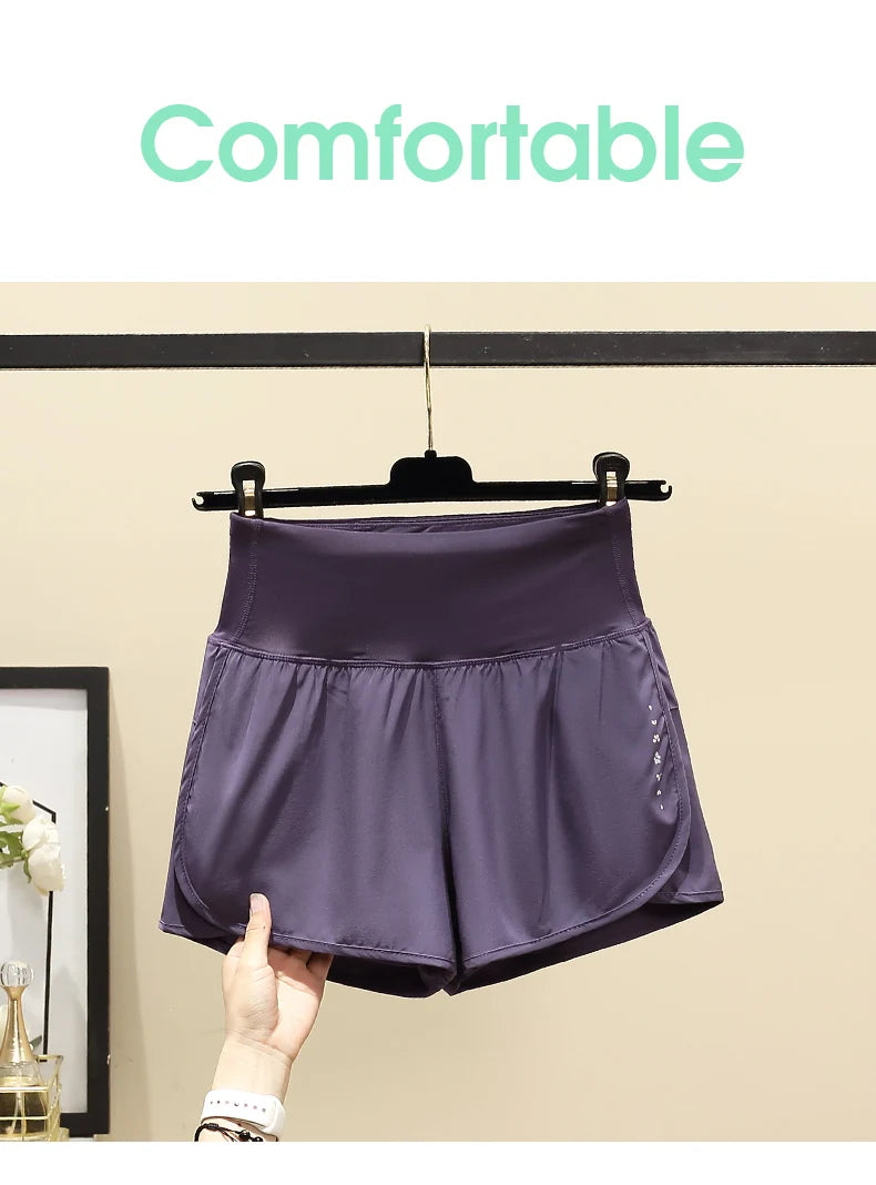 DRUR Women Yoga Shorts High Waist Double Layer Running Gym Shorts With Pocket Summer Sportswear Fitness Clothes Jogger Short New